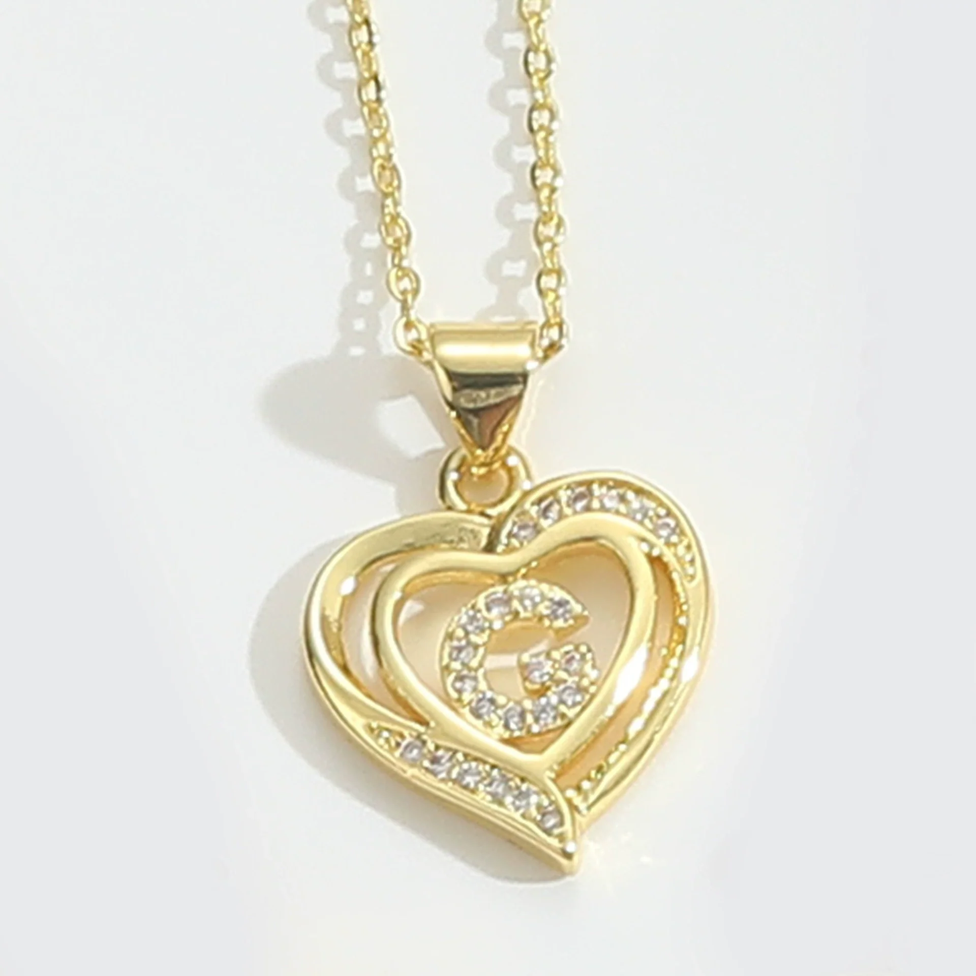 Pendant Clavicle Chain Copper Heart Hollow Shape Electroplating Simple Style - Image 12