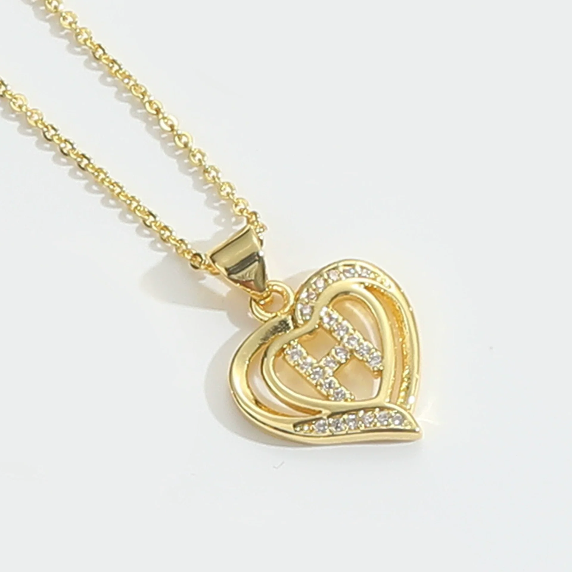 Pendant Clavicle Chain Copper Heart Hollow Shape Electroplating Simple Style - Image 13