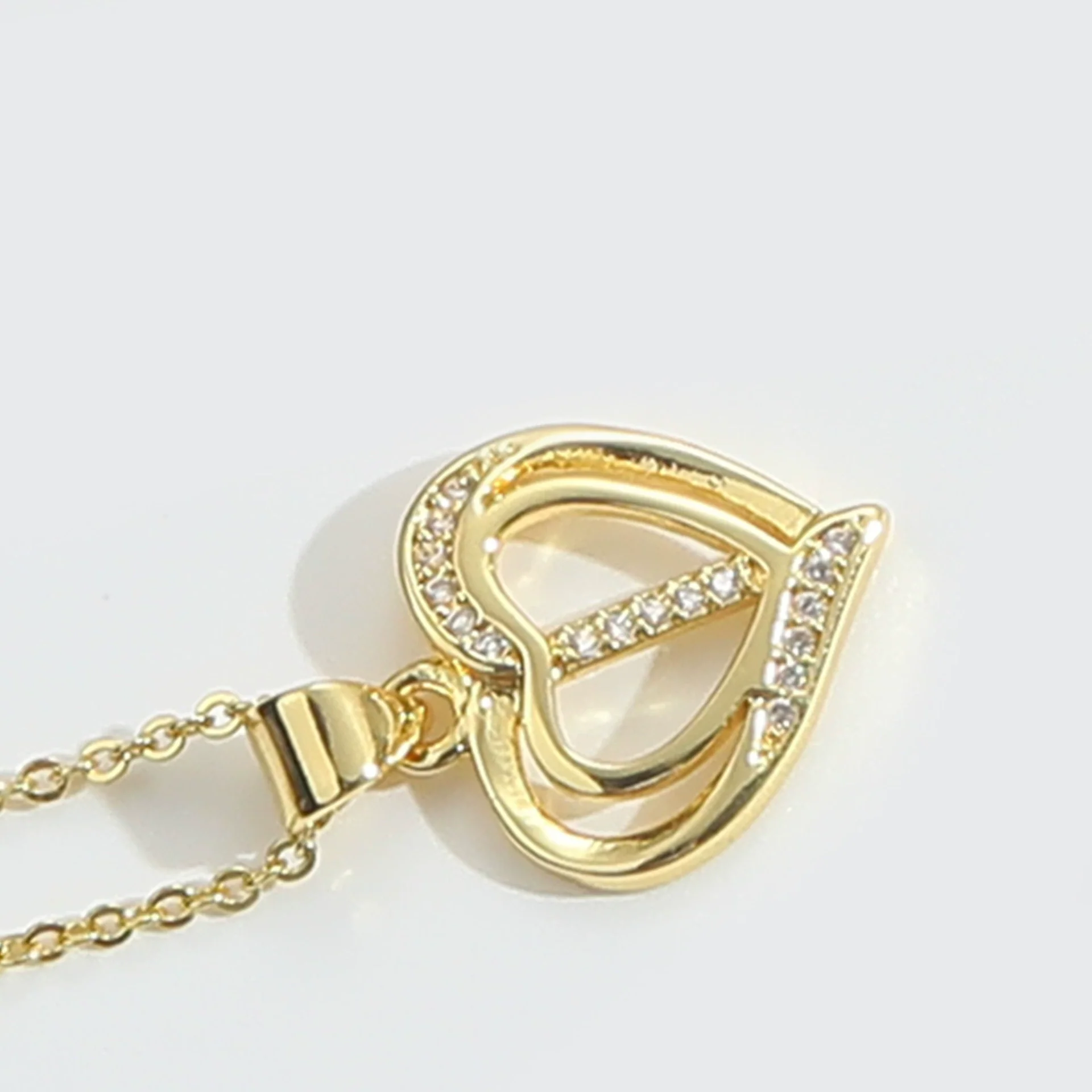 Pendant Clavicle Chain Copper Heart Hollow Shape Electroplating Simple Style - Image 14