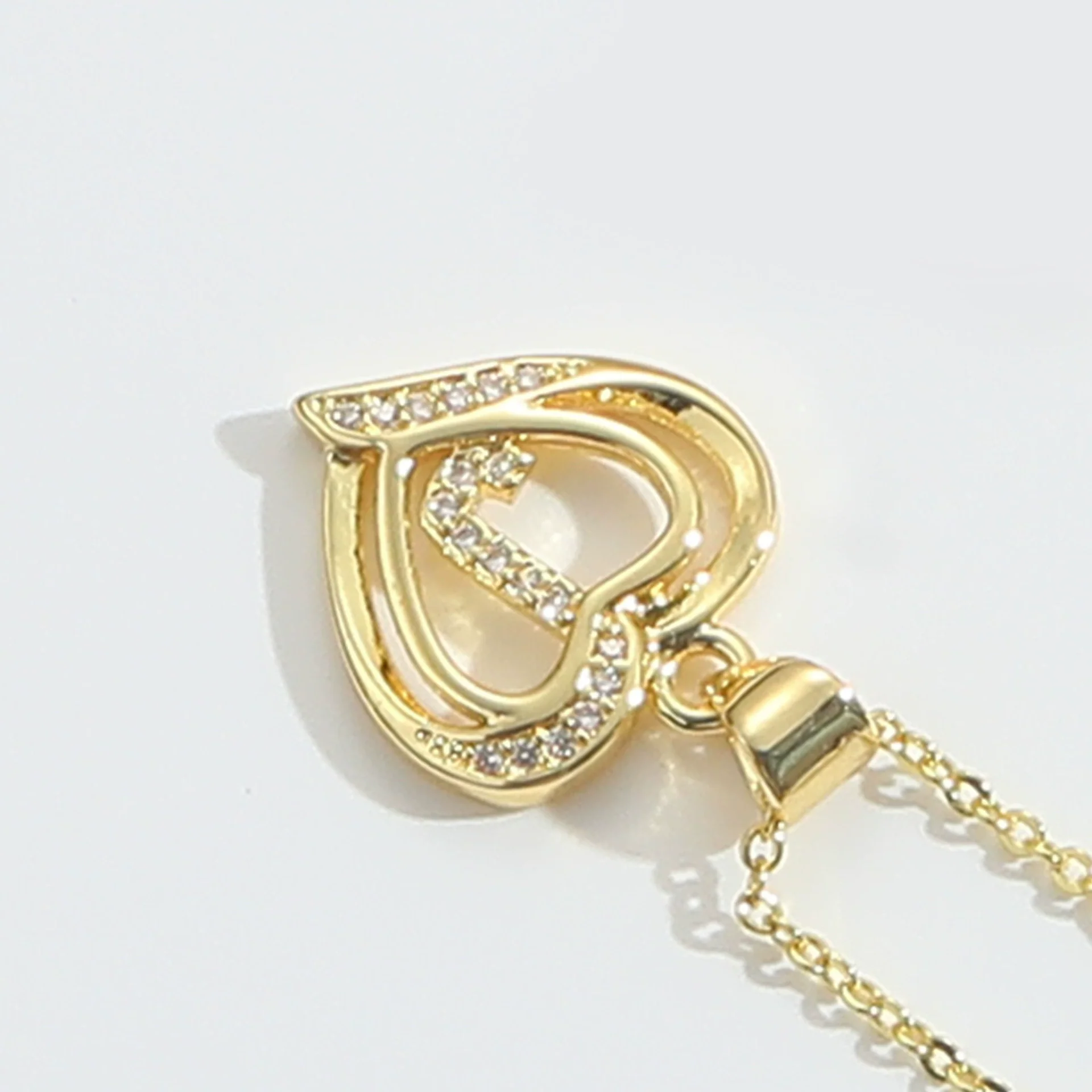 Pendant Clavicle Chain Copper Heart Hollow Shape Electroplating Simple Style - Image 15