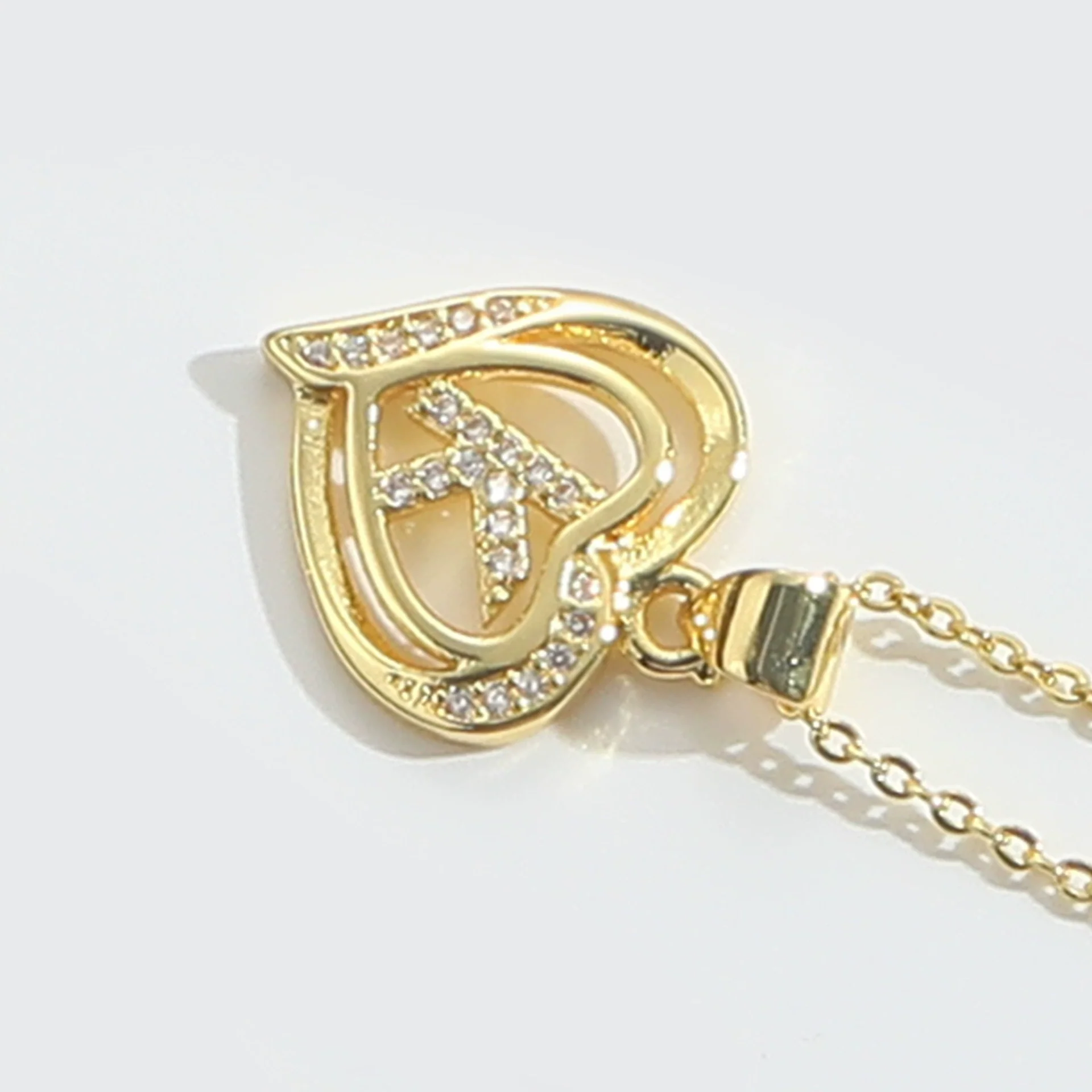 Pendant Clavicle Chain Copper Heart Hollow Shape Electroplating Simple Style - Image 16