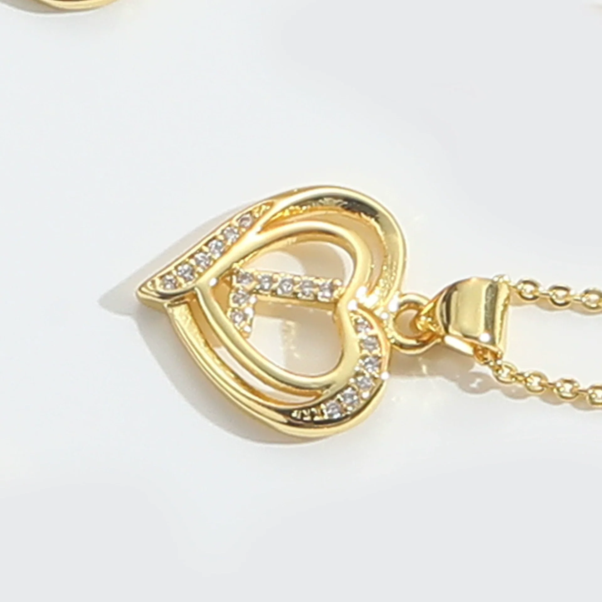 Pendant Clavicle Chain Copper Heart Hollow Shape Electroplating Simple Style - Image 17