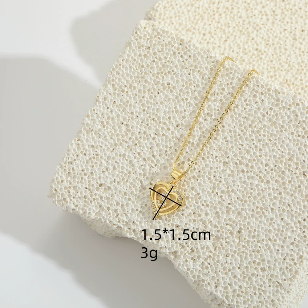 Pendant Clavicle Chain Copper Heart Hollow Shape Electroplating Simple Style - Image 2