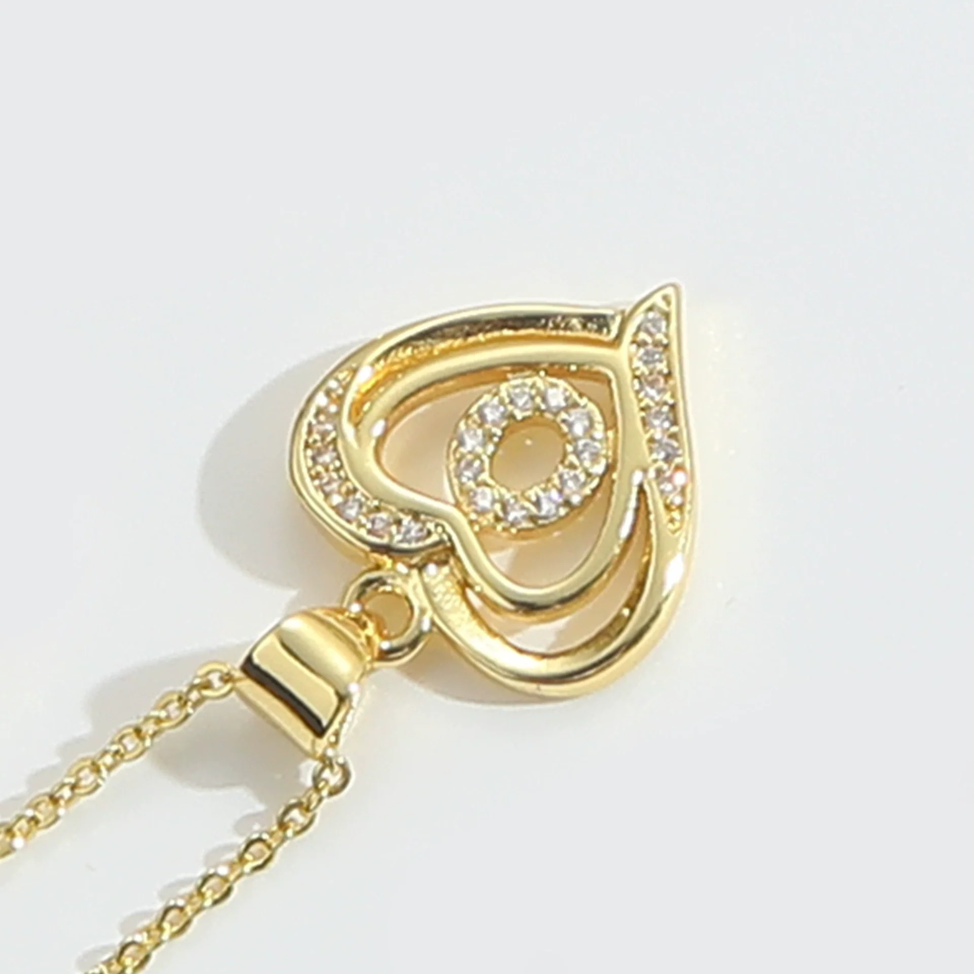 Pendant Clavicle Chain Copper Heart Hollow Shape Electroplating Simple Style - Image 20