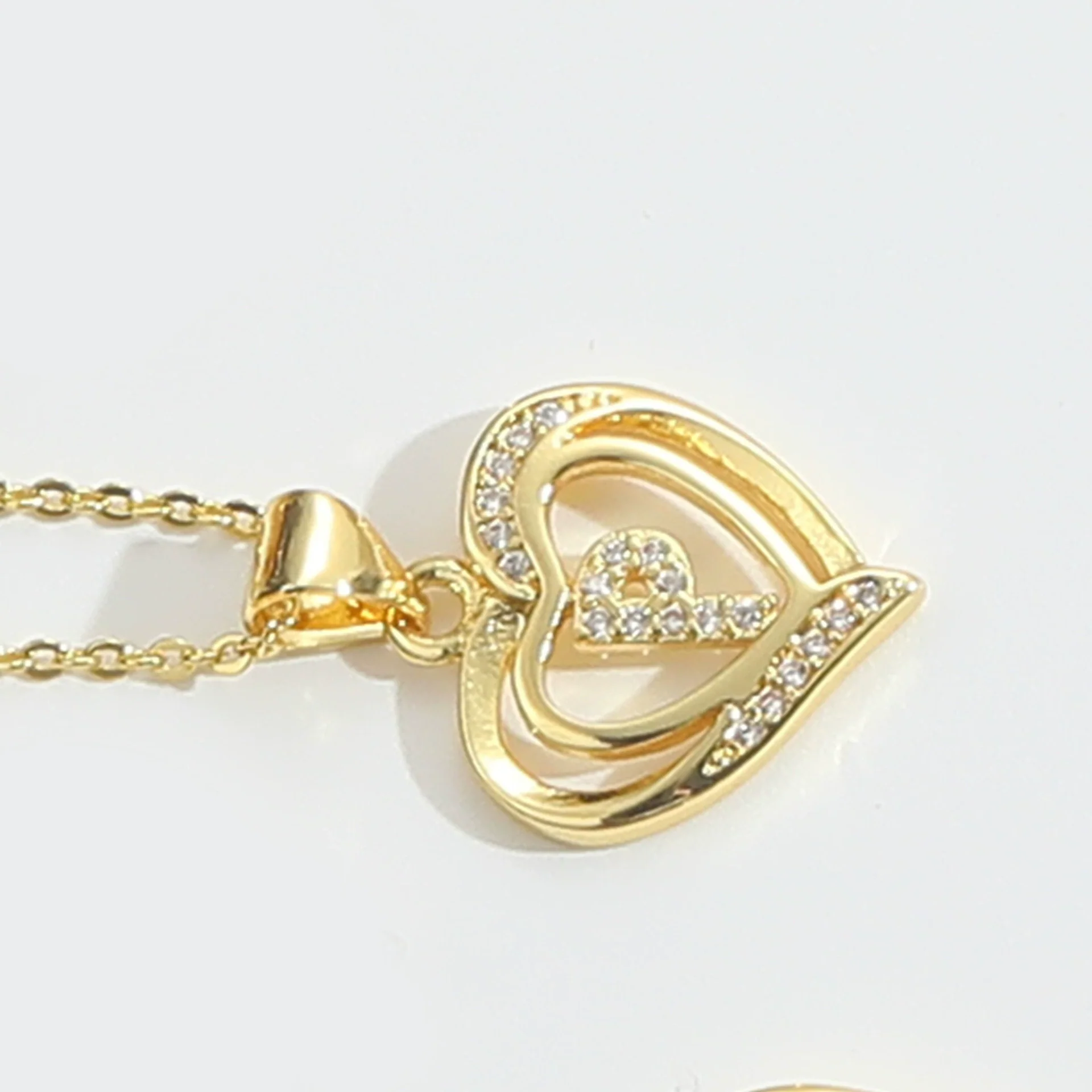 Pendant Clavicle Chain Copper Heart Hollow Shape Electroplating Simple Style - Image 21