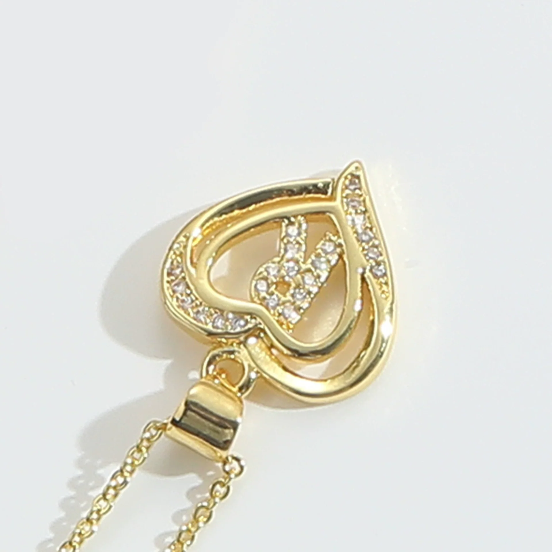 Pendant Clavicle Chain Copper Heart Hollow Shape Electroplating Simple Style - Image 23