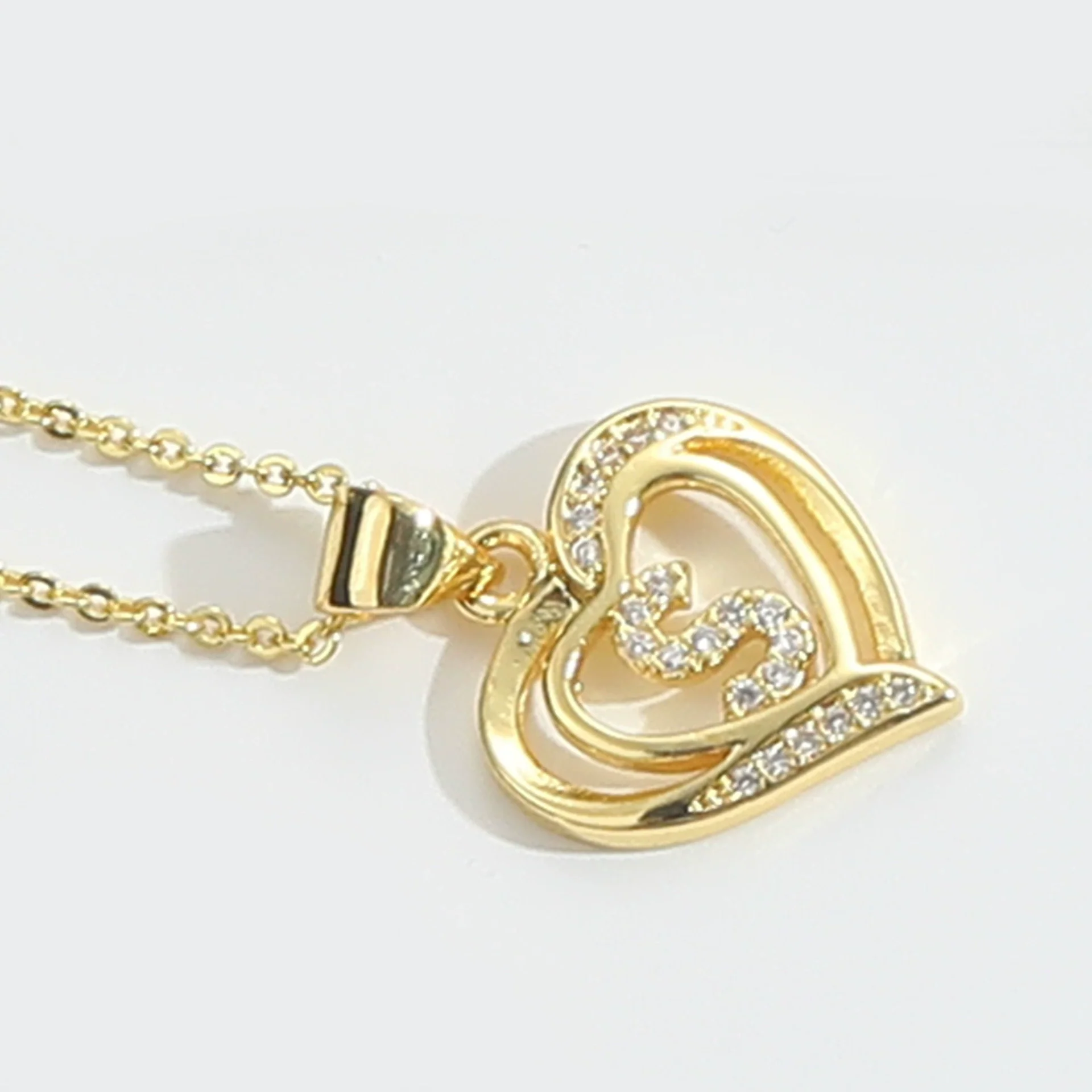 Pendant Clavicle Chain Copper Heart Hollow Shape Electroplating Simple Style - Image 24