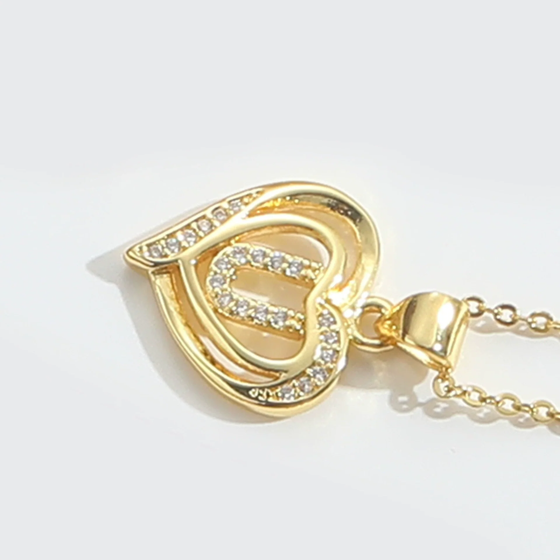 Pendant Clavicle Chain Copper Heart Hollow Shape Electroplating Simple Style - Image 26