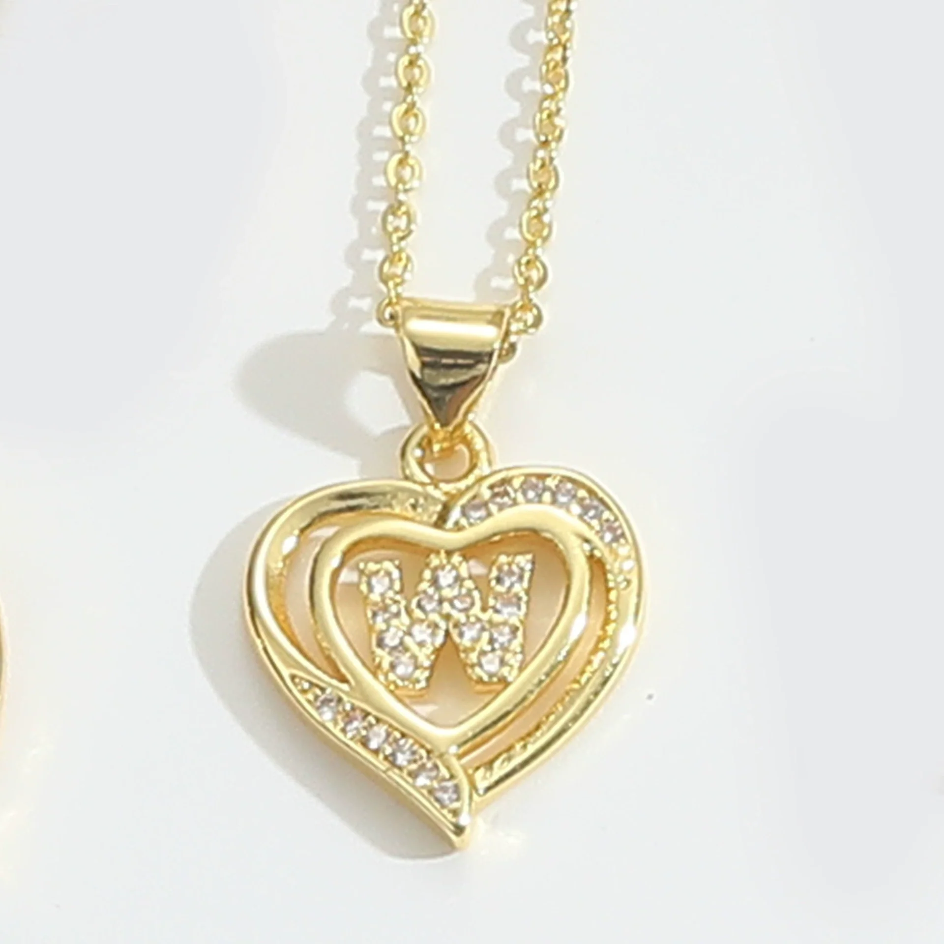 Pendant Clavicle Chain Copper Heart Hollow Shape Electroplating Simple Style - Image 28