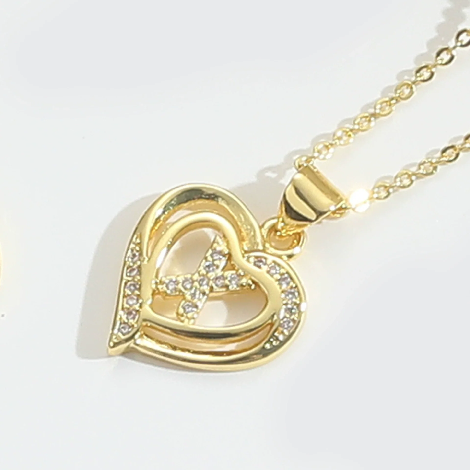 Pendant Clavicle Chain Copper Heart Hollow Shape Electroplating Simple Style - Image 29