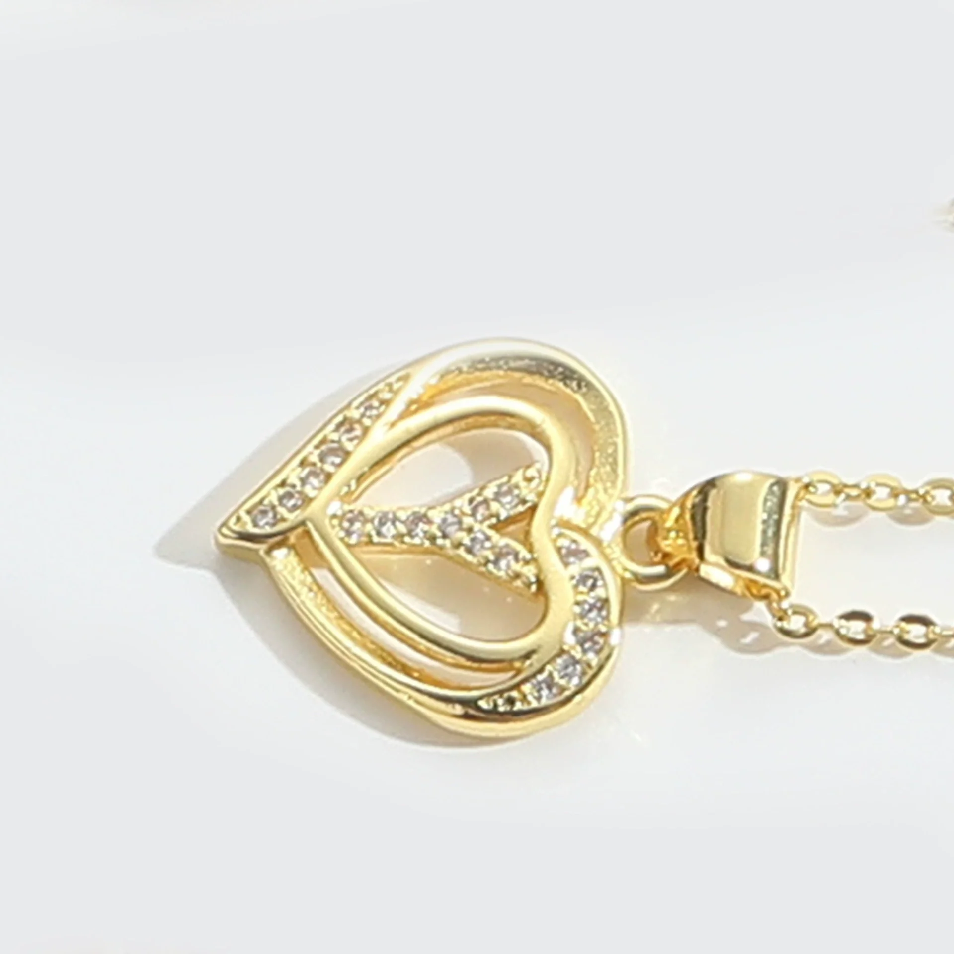 Pendant Clavicle Chain Copper Heart Hollow Shape Electroplating Simple Style - Image 30