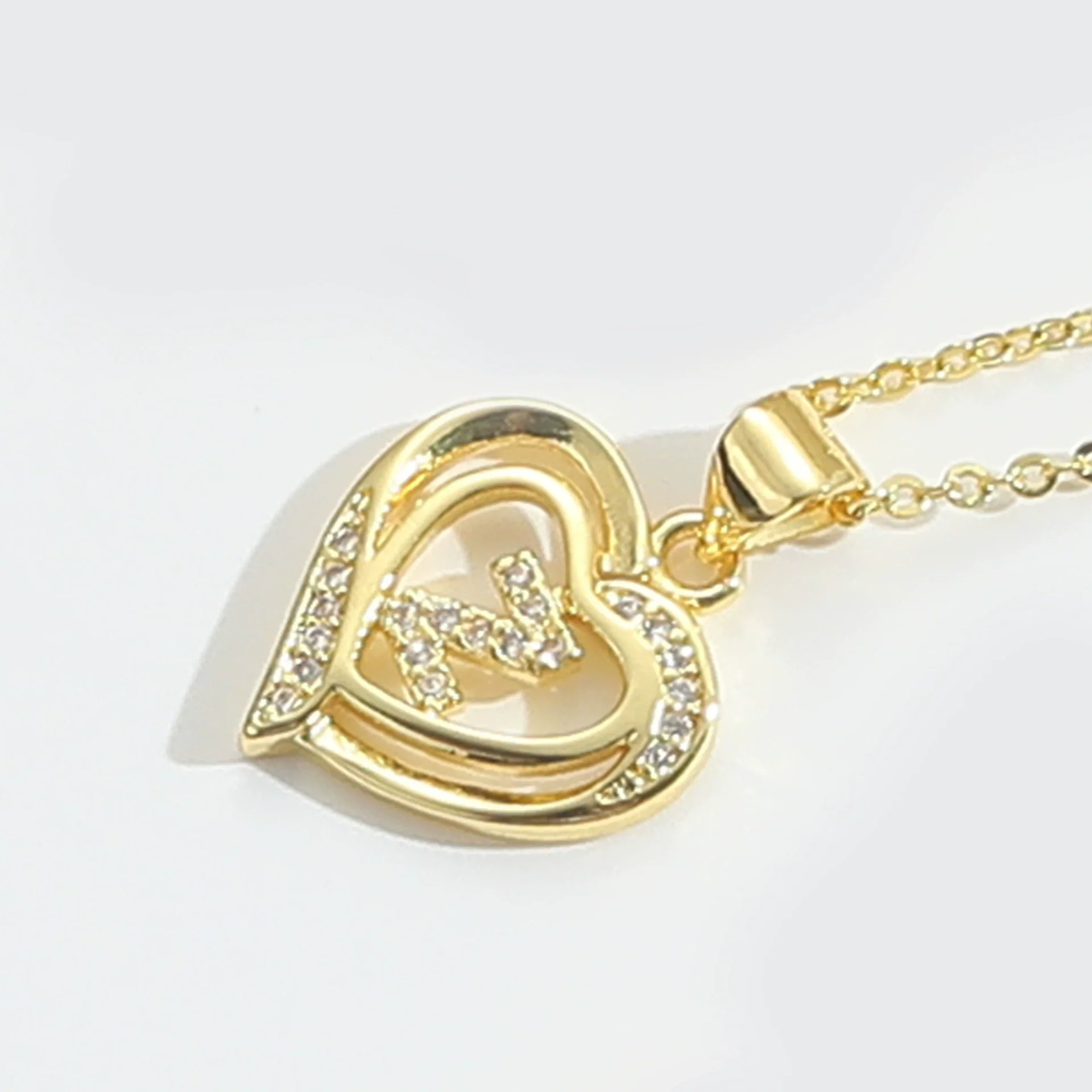 Pendant Clavicle Chain Copper Heart Hollow Shape Electroplating Simple Style - Image 31