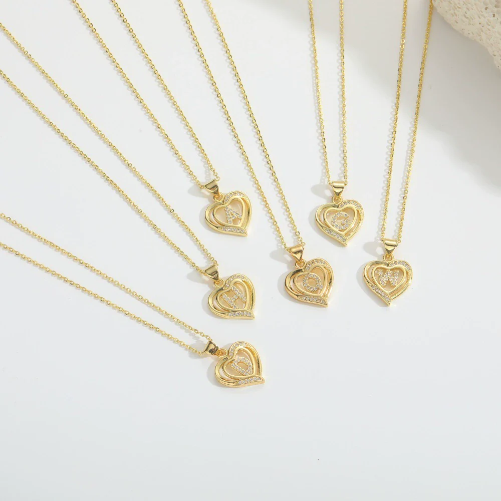 Pendant Clavicle Chain Copper Heart Hollow Shape Electroplating Simple Style - Image 5