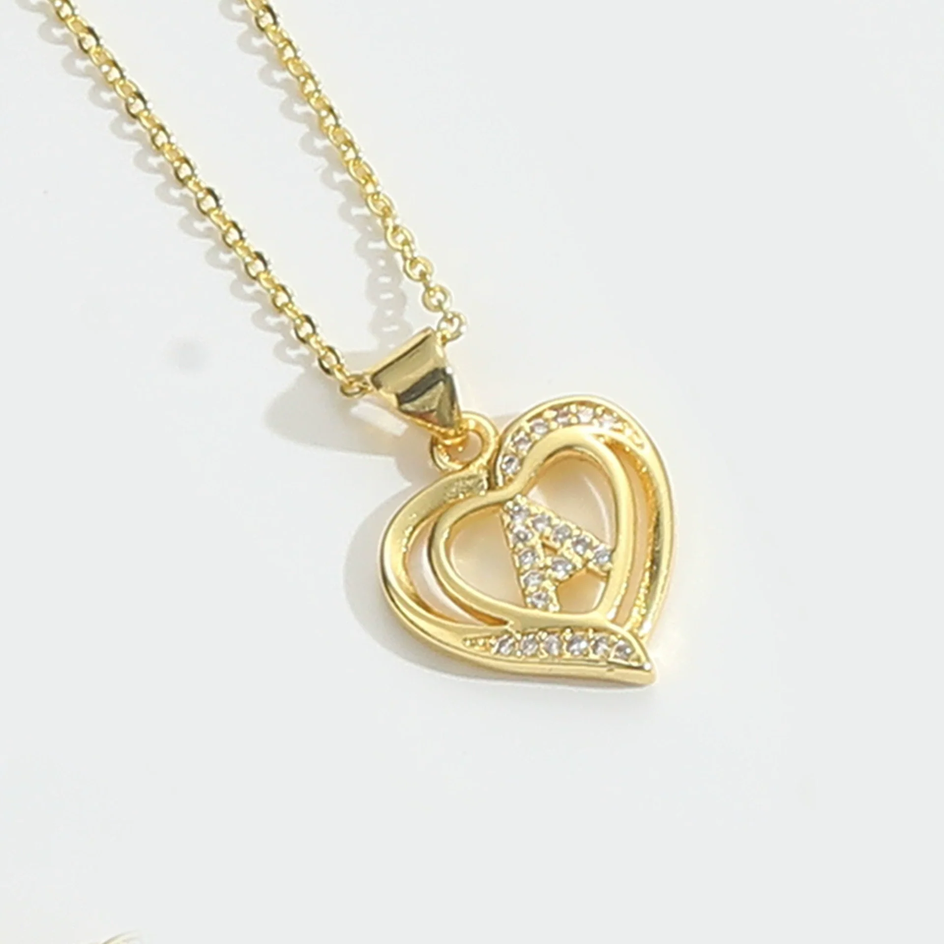 Pendant Clavicle Chain Copper Heart Hollow Shape Electroplating Simple Style - Image 6