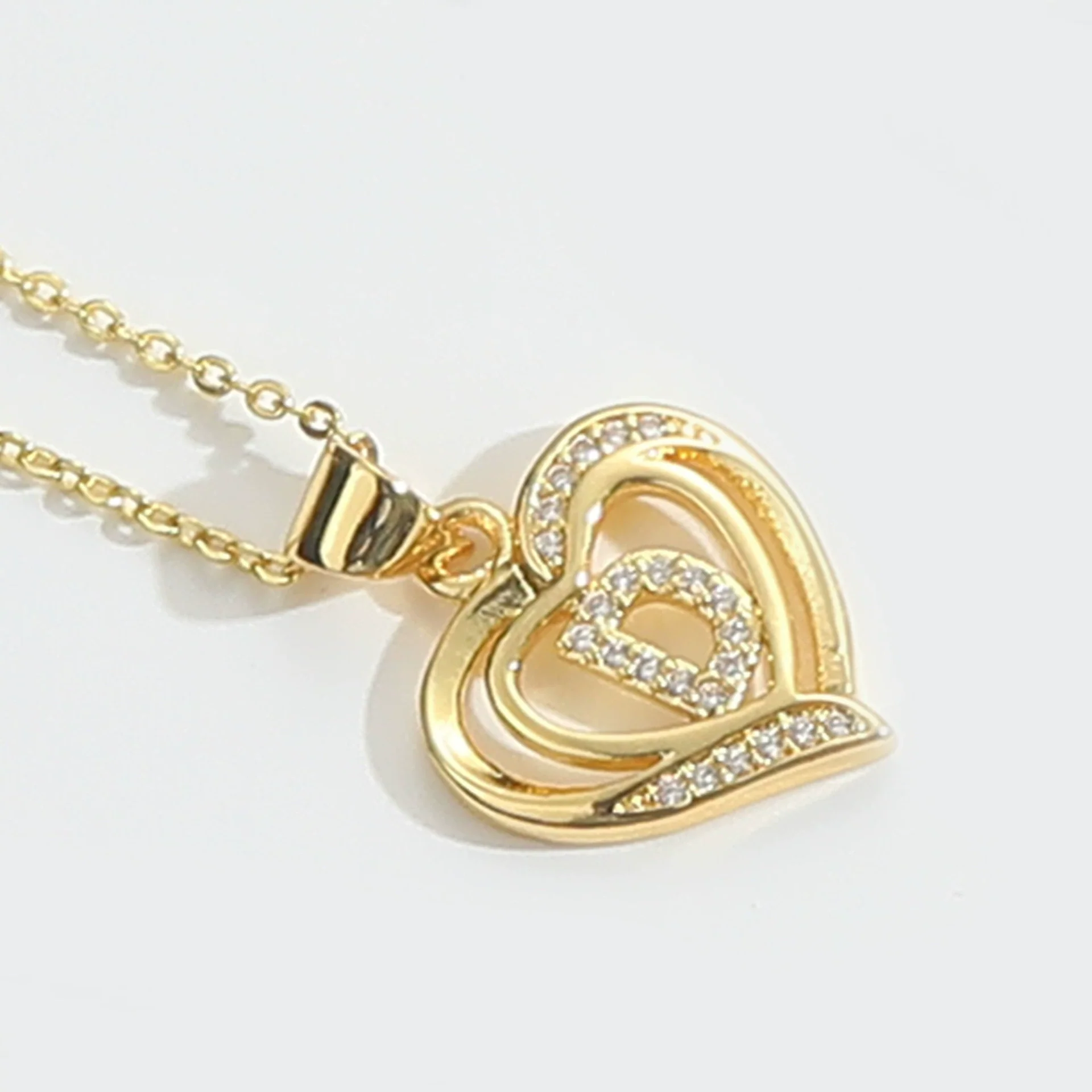 Pendant Clavicle Chain Copper Heart Hollow Shape Electroplating Simple Style - Image 9