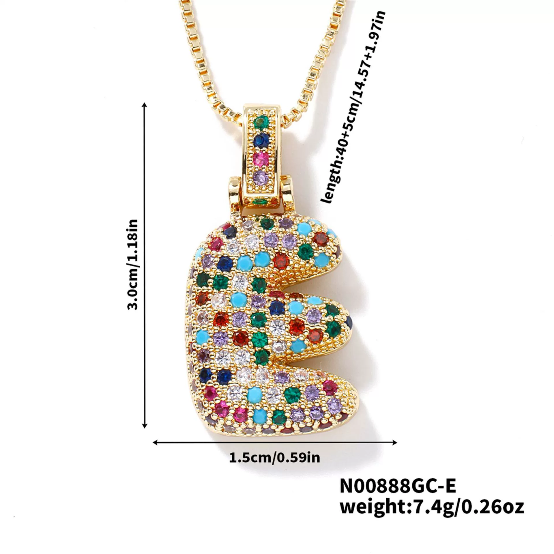 Pendant Clavicle Chain Copper Inlaid Zircon Hip Hop Style With Letter Pattern Electroplated - Image 10