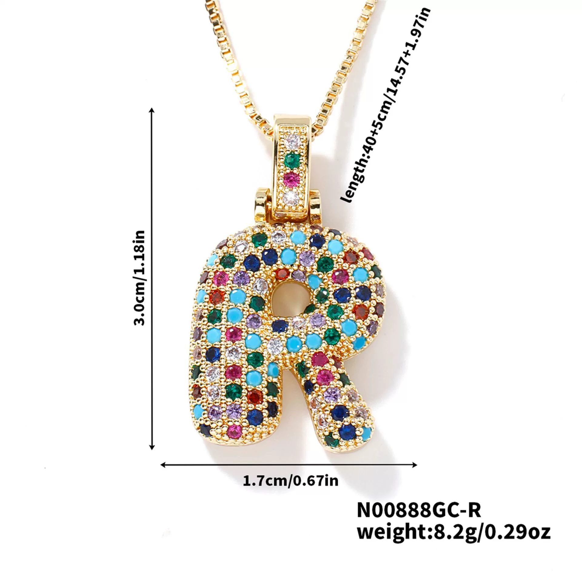 Pendant Clavicle Chain Copper Inlaid Zircon Hip Hop Style With Letter Pattern Electroplated - Image 23