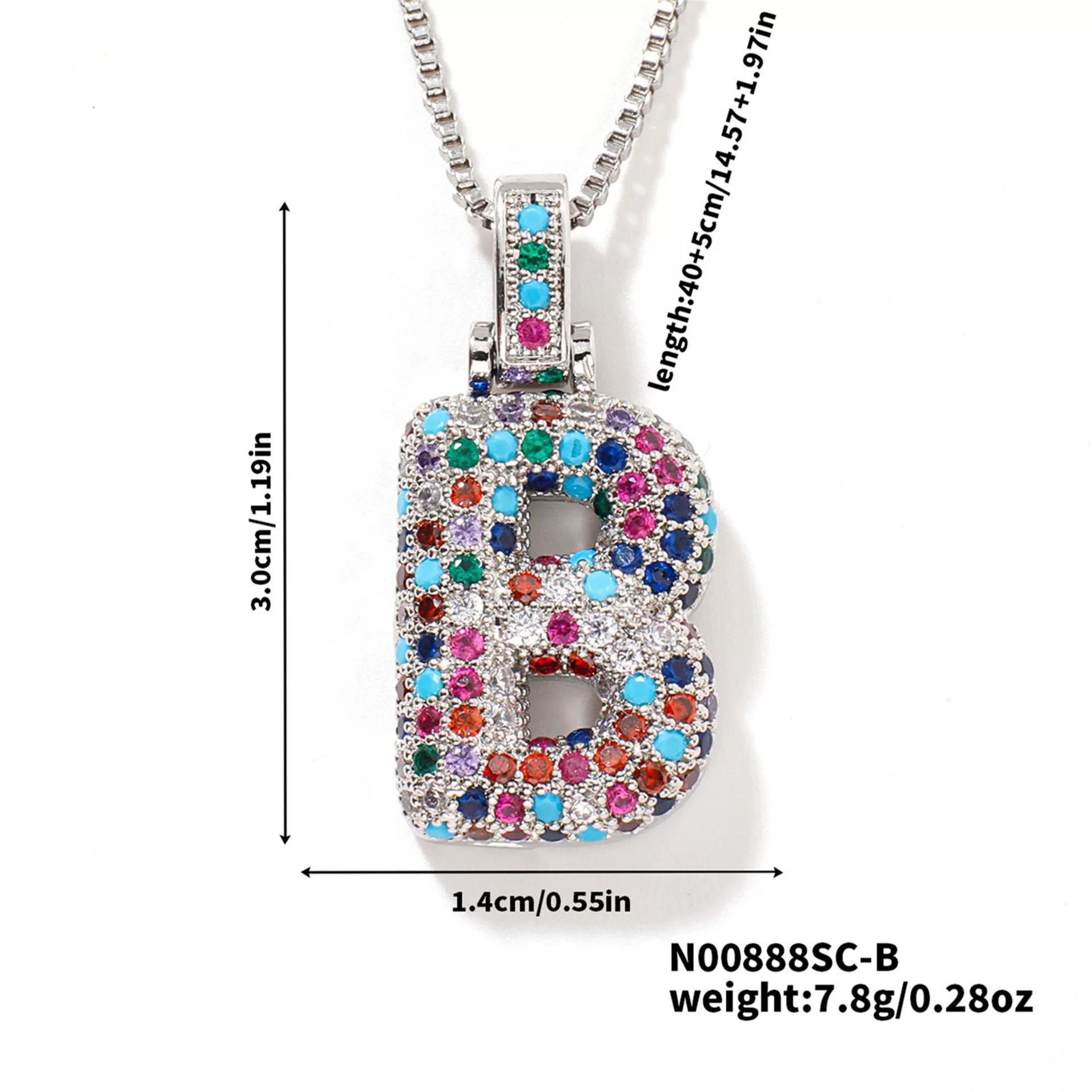 Pendant Clavicle Chain Copper Inlaid Zircon Hip Hop Style With Letter Pattern Electroplated - Image 33