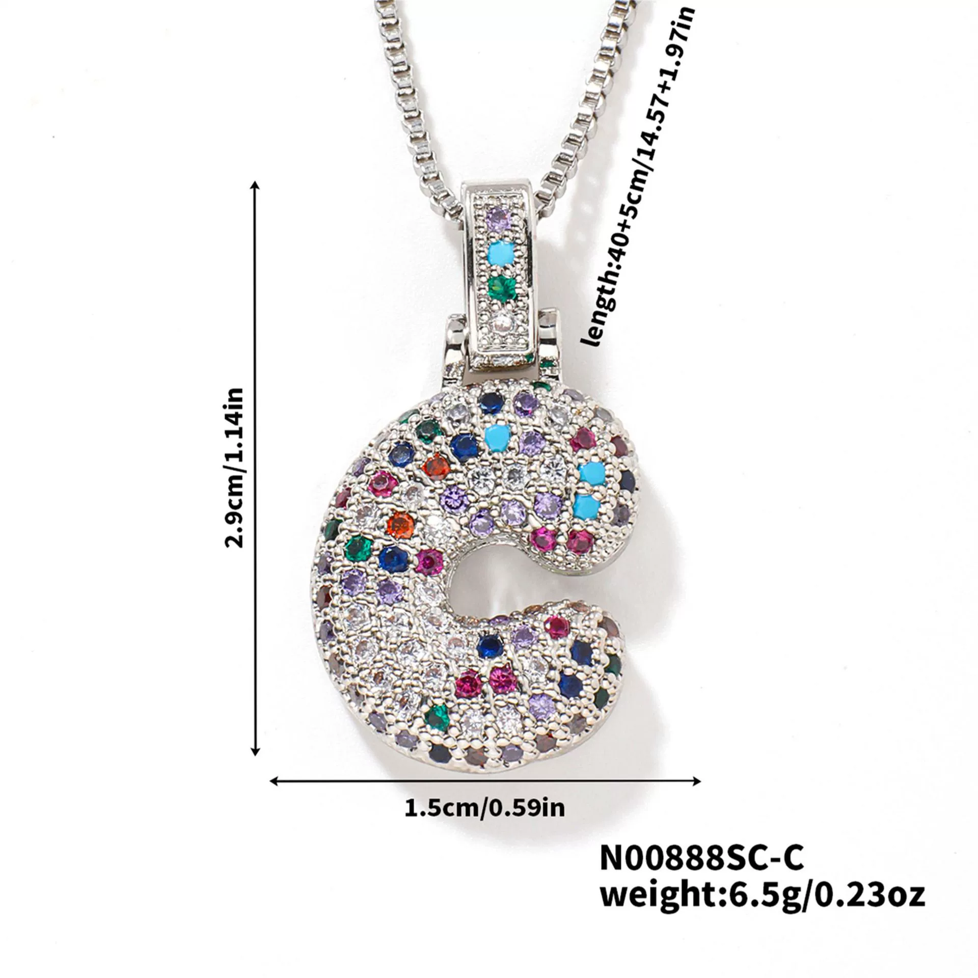 Pendant Clavicle Chain Copper Inlaid Zircon Hip Hop Style With Letter Pattern Electroplated - Image 34