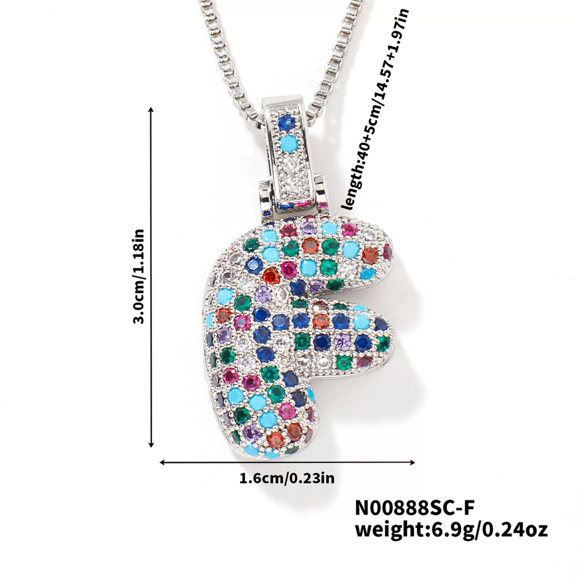 Pendant Clavicle Chain Copper Inlaid Zircon Hip Hop Style With Letter Pattern Electroplated - Image 37