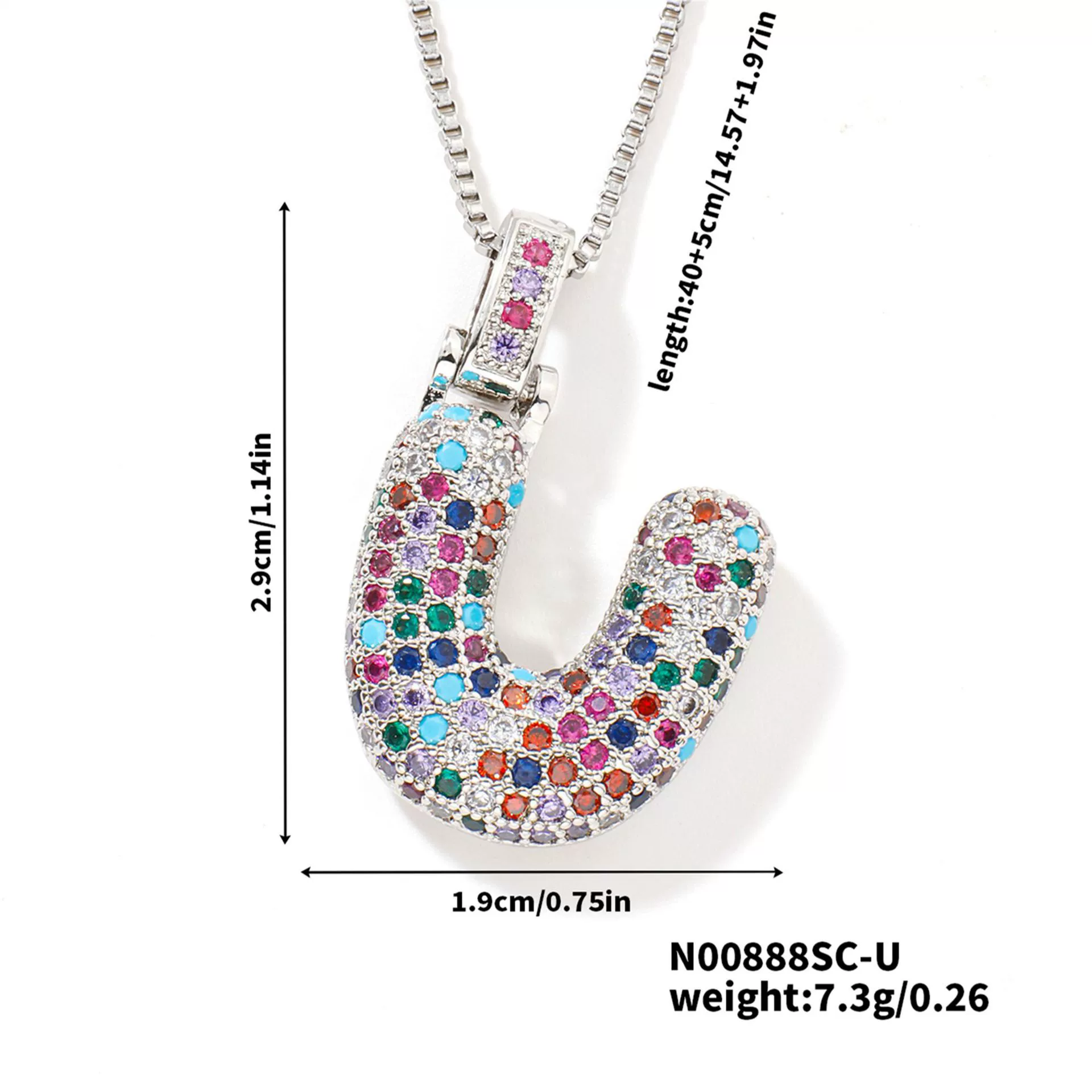 Pendant Clavicle Chain Copper Inlaid Zircon Hip Hop Style With Letter Pattern Electroplated - Image 52