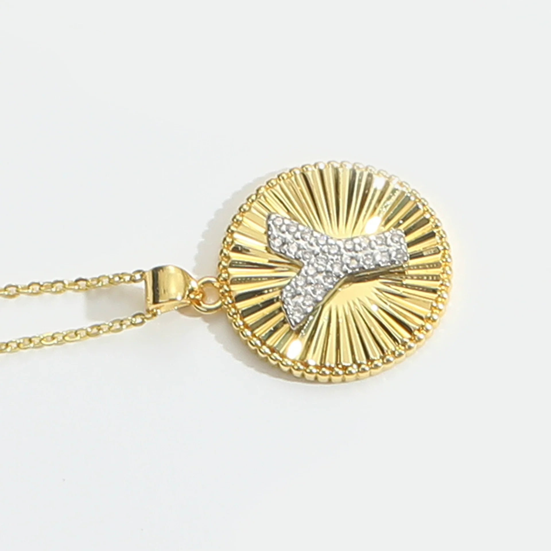 Pendant Clavicle Chain Copper Mixed Gemstone Setting Letter Number Text Pattern Electroplating - Image 30