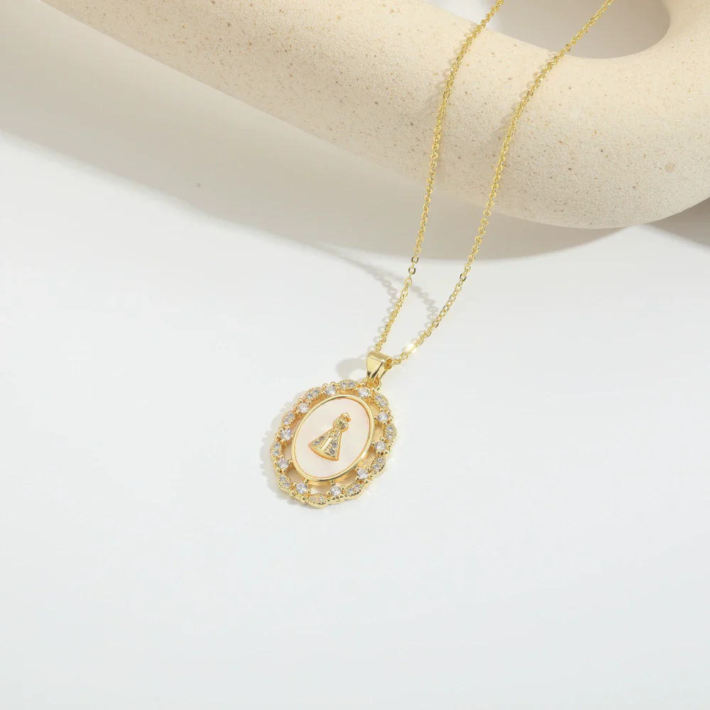 Pendant Mixed Gemstone Inlaid Copper Simple Retro Oval Animals Zodiac Electroplating Design Unisex - Image 3