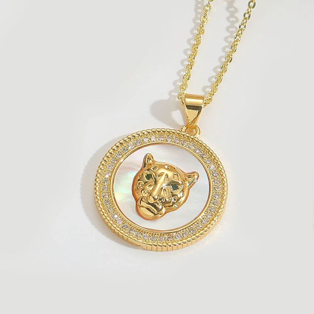 Pendant Mixed Gemstone Inlaid Copper Simple Retro Oval Animals Zodiac Electroplating Design Unisex - Image 9