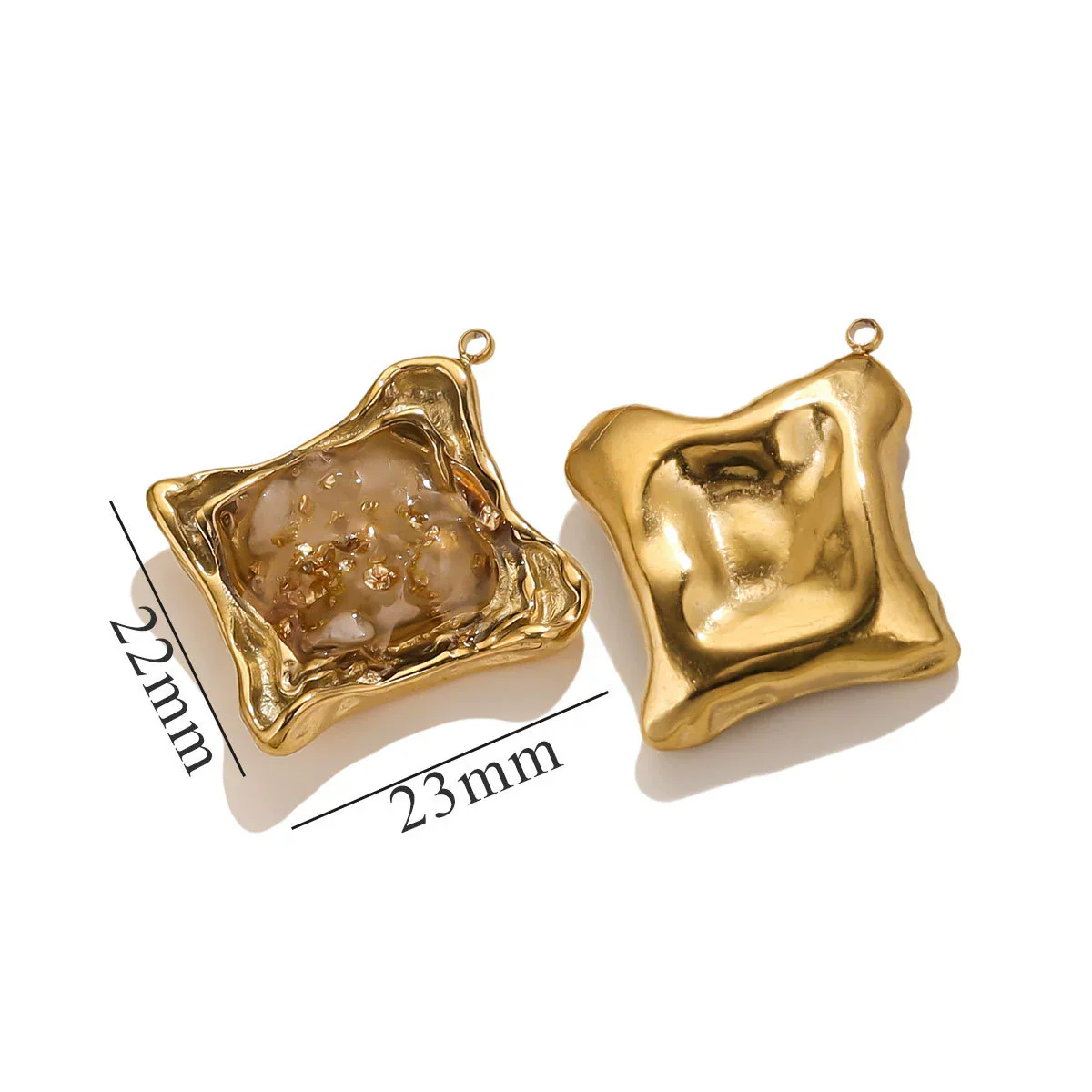 Pendant Natural Stone Gravel Glued Titanium Steel Plated 18K Gold Niche Style - Image 10