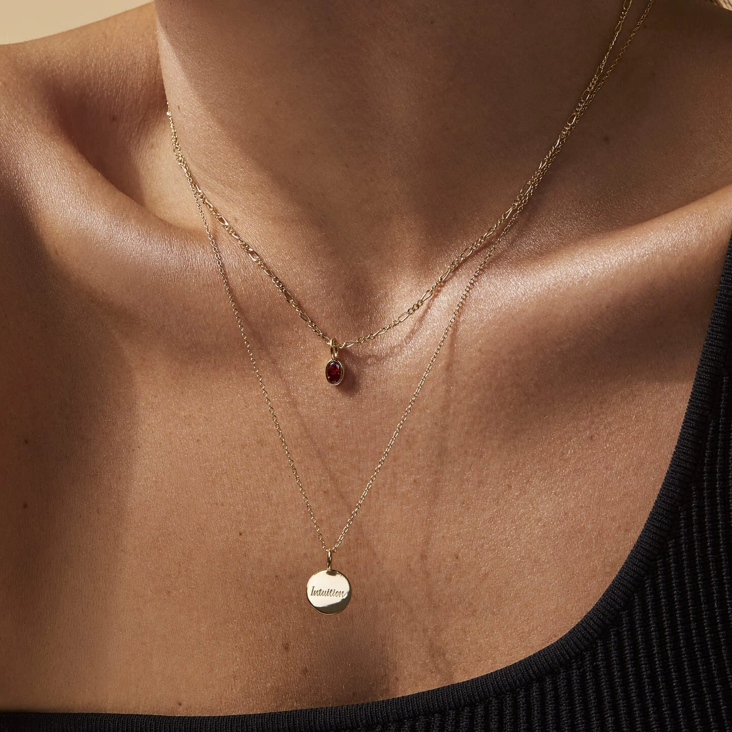 Pendant Necklace Accessories For Women Titanium Steel Geometric Mixed Gemstone Setting - Image 4