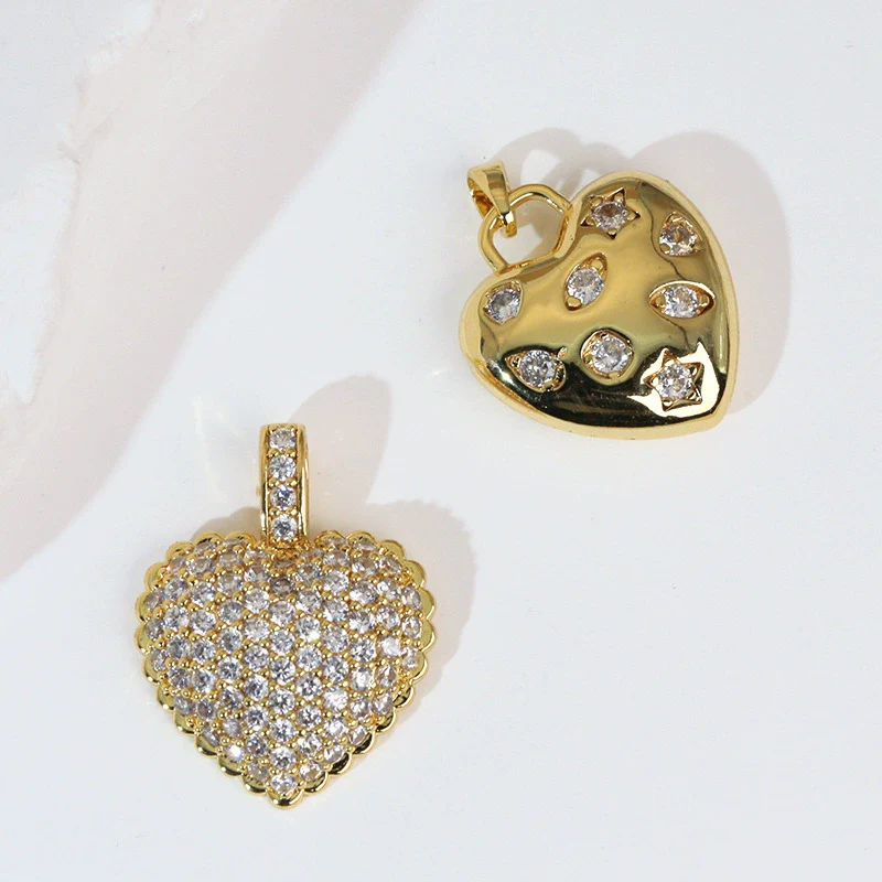 Pendant Necklace Copper Heart Shape Electroplating Diy Accessories - Image 3