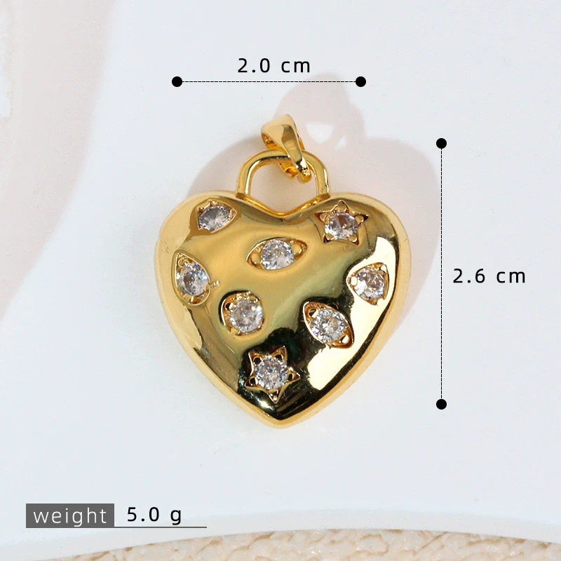 Pendant Necklace Copper Heart Shape Electroplating Diy Accessories - Image 7
