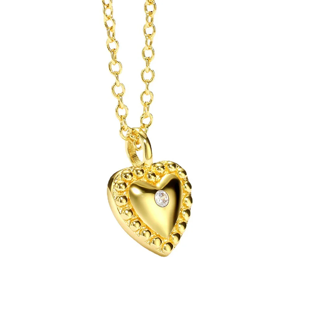Pendant Necklace Heart Shape Copper 14K Gold Plated Electroplating For Women - Image 5
