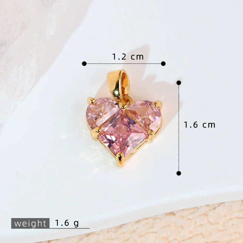 Pendant Necklace Heartshaped Copper Microinlaid Colorful Zircon Electroplating - Image 6