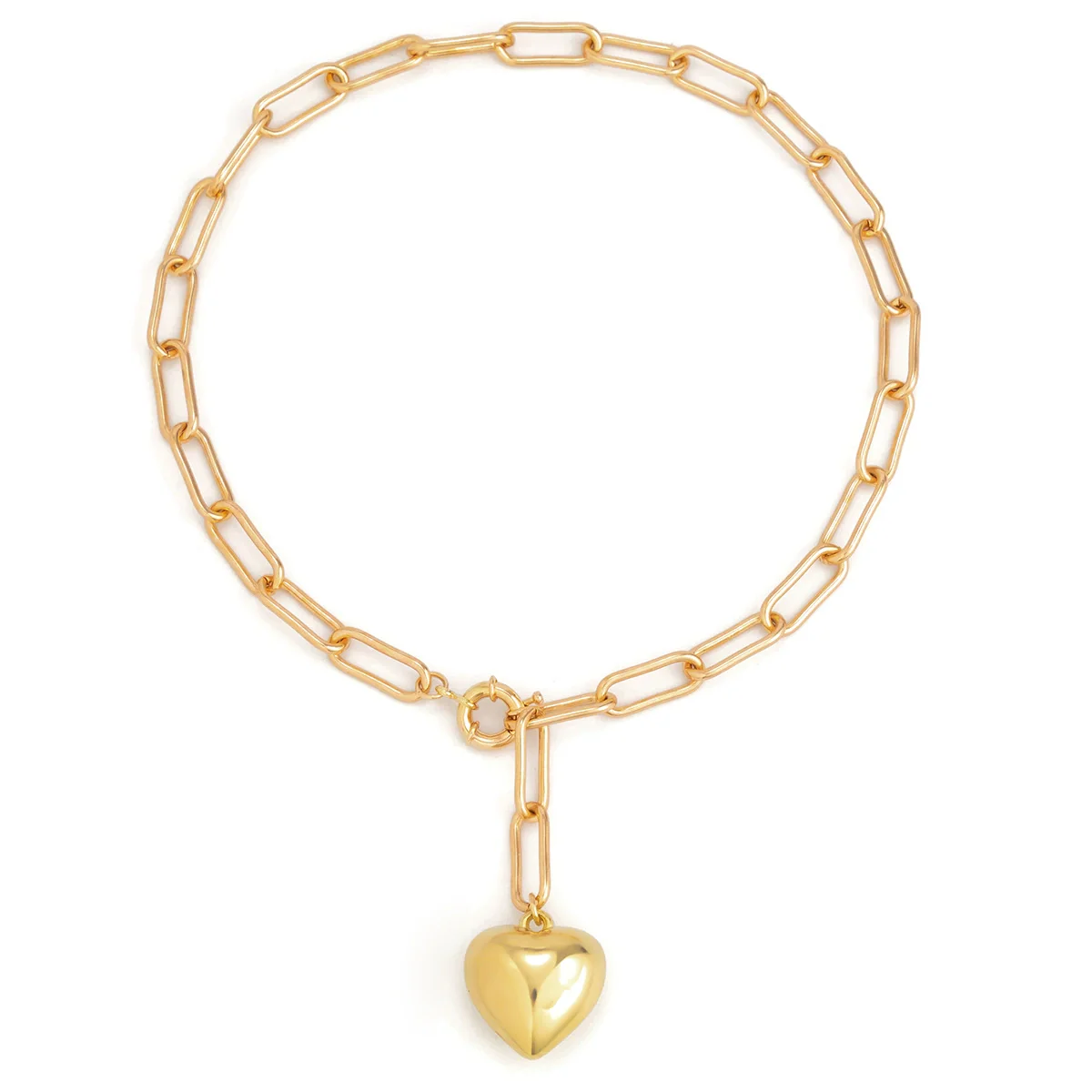 Pendant Necklace Iron Heart Shape Electroplated Simple Style For Women - Image 5
