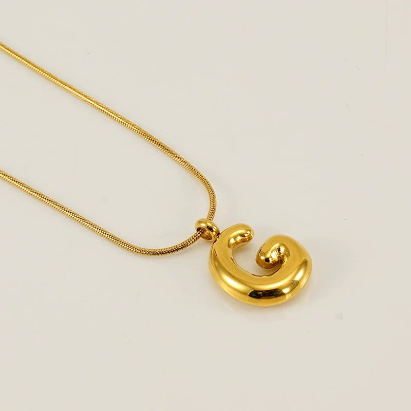 Pendant Necklace Jewelry Gold Plated 316L Stainless Steel With English Letters Pattern - Image 12