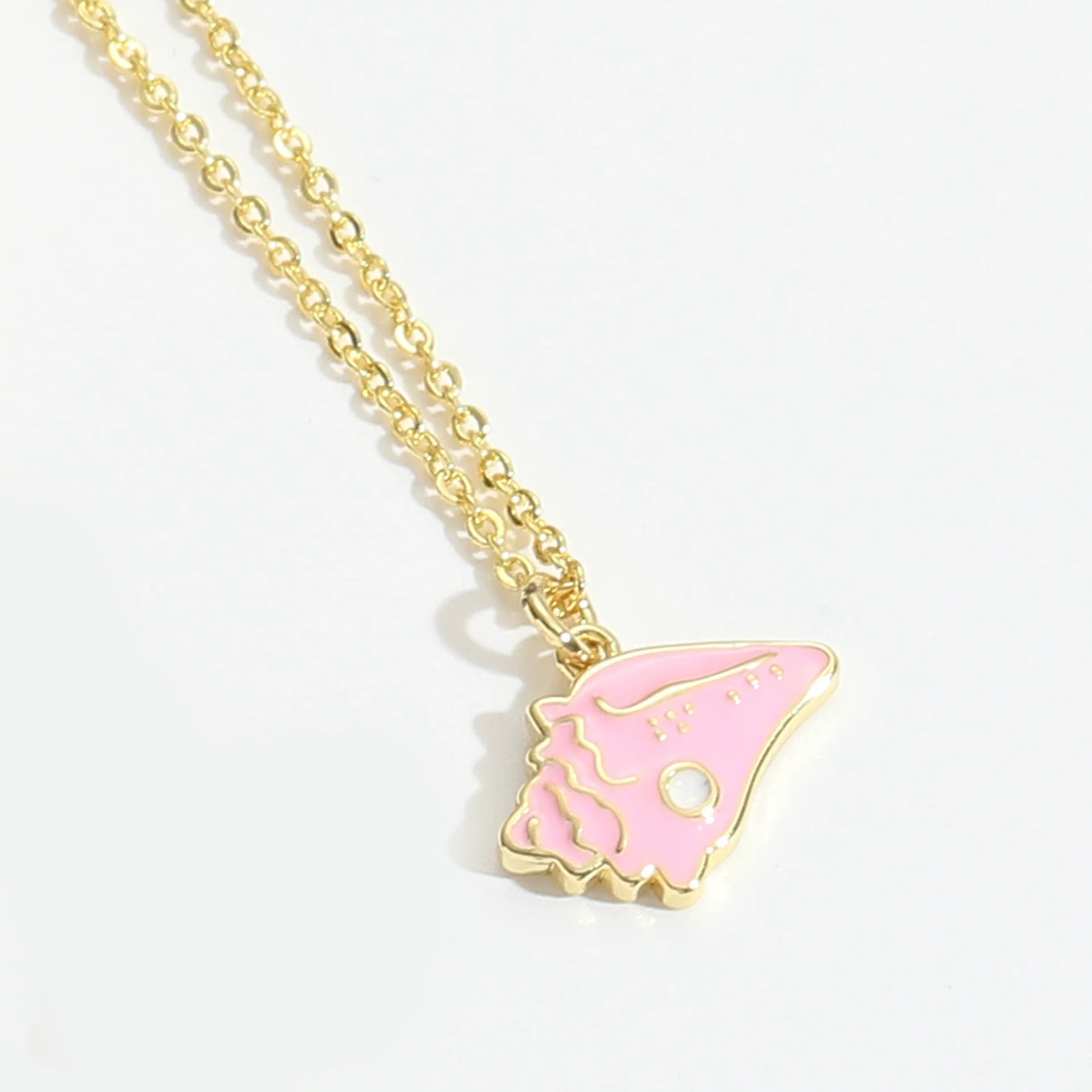 Pendant Necklace Ladies Clavicle Chain Simple Cute Retro Oil Dripping Love Word Design Copper Electroplating Geometric Style Mixed Gemstone Setting O Word Chain - Image 7