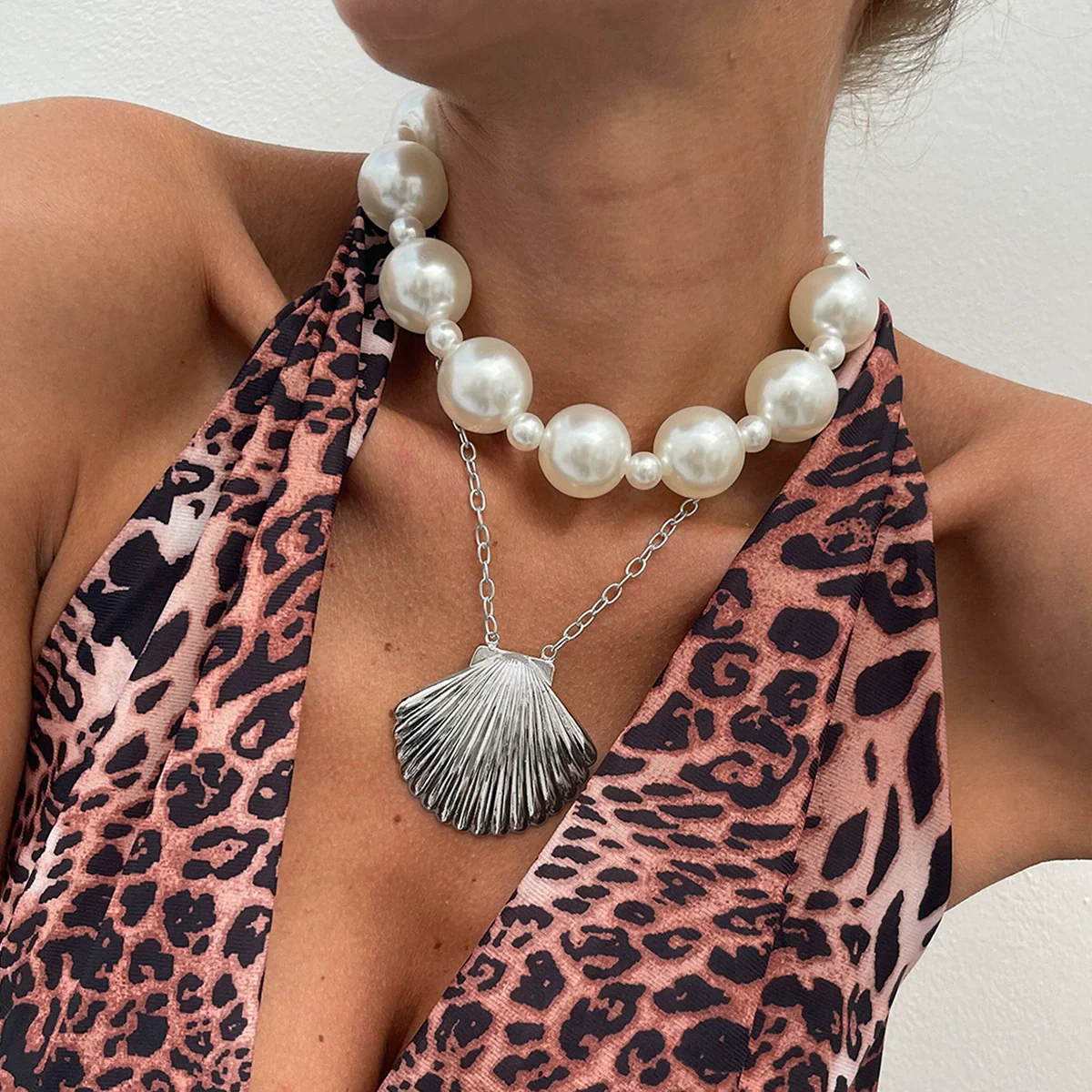 Pendant Necklace Metal Alloy Imitation Pearl Beaded Geometric Electroplating Women's - Image 2