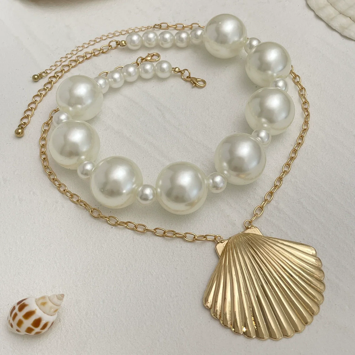Pendant Necklace Metal Alloy Imitation Pearl Beaded Geometric Electroplating Women's - Image 4