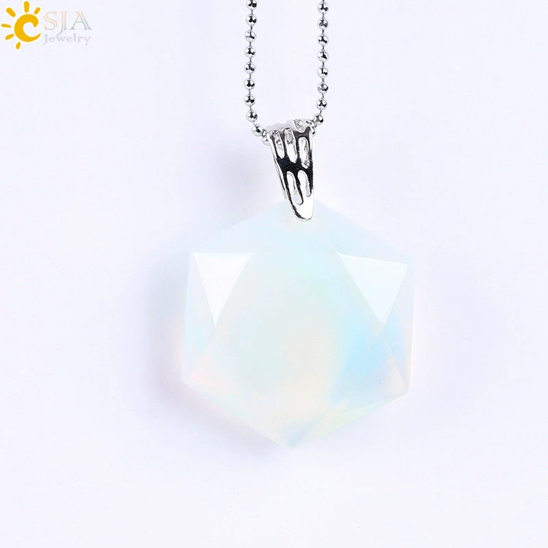 Pendant Necklace Natural Semiprecious Stone And Copper Accessories With Hexagram Design And Electroplating Treatment - Image 16