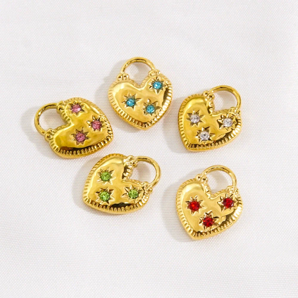 Pendant Necklace Stainless Steel Zircon Love Heart Shape Electroplating - Image 3