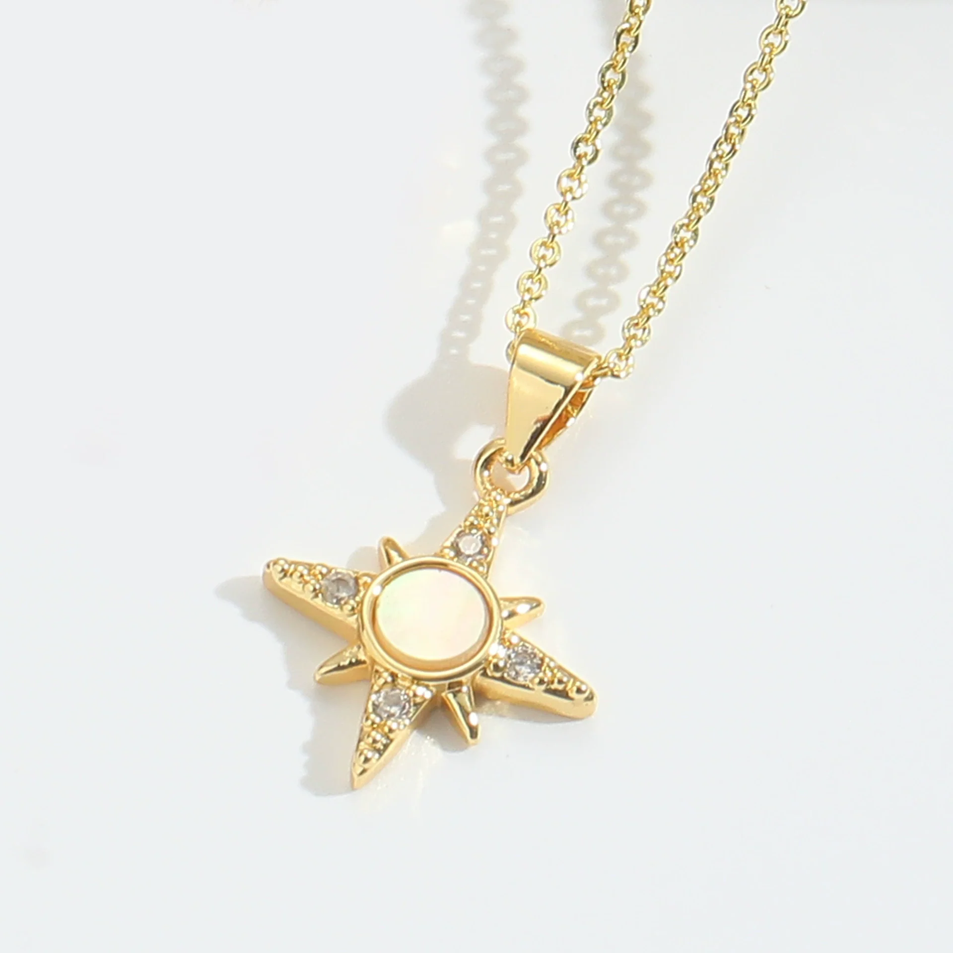 Pendant Necklace Starfish Animal Zodiac Copper Mixed Gemstone Setting Electroplating O Word Chain Design - Image 10