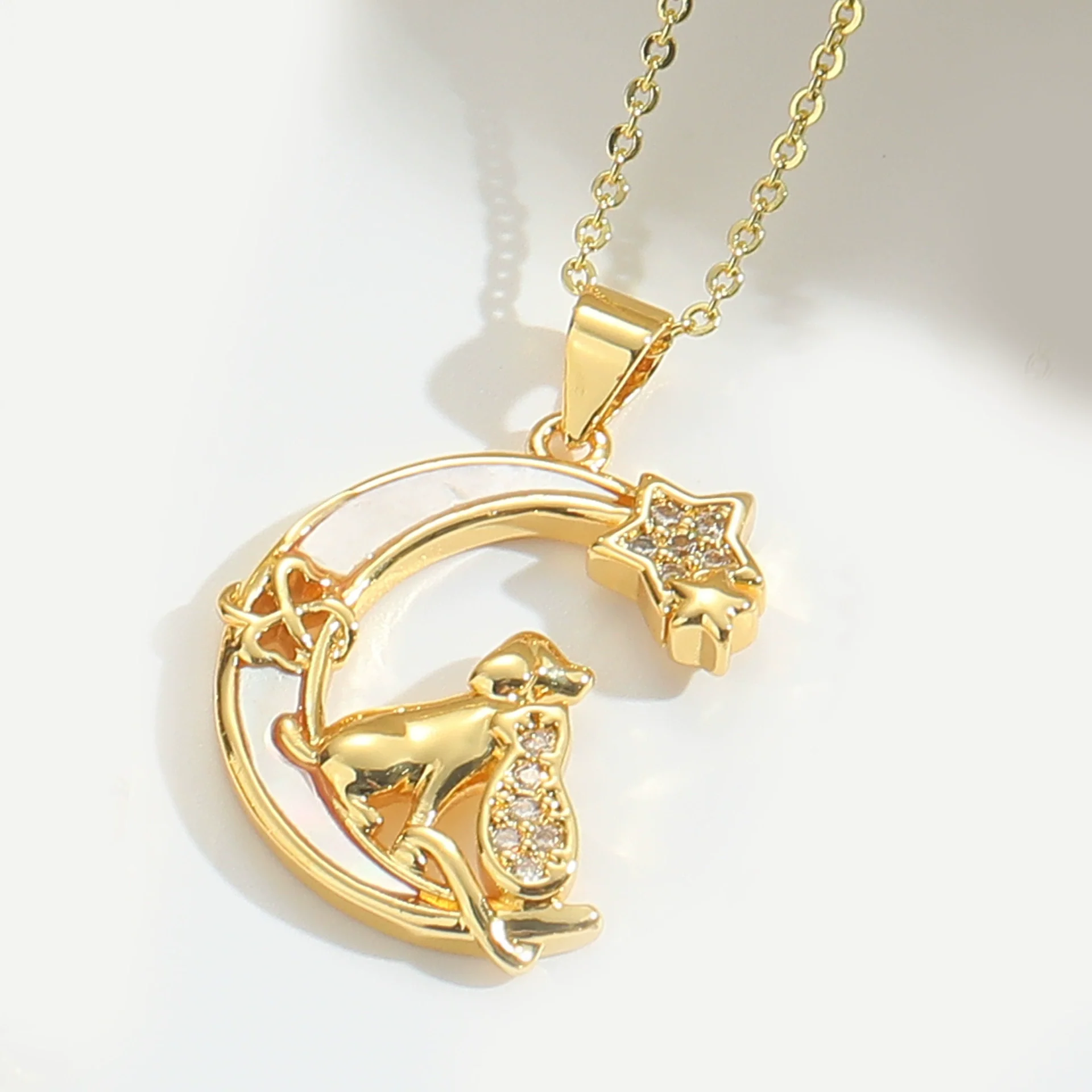 Pendant Necklace Starfish Animal Zodiac Copper Mixed Gemstone Setting Electroplating O Word Chain Design - Image 11