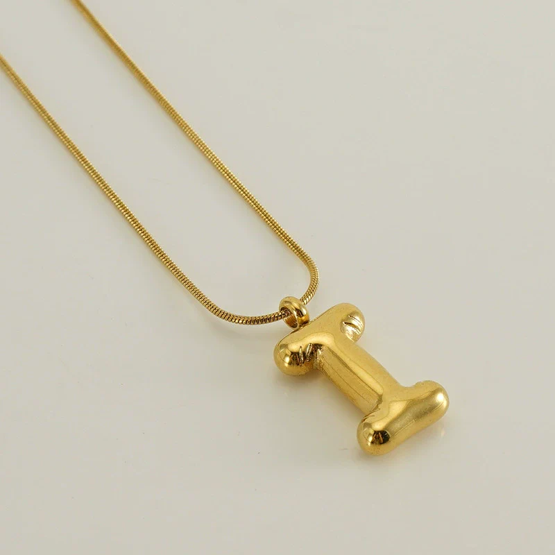 Pendant Necklace Women 316L Stainless Steel 316L Stainless Steel Small Snake Chain With Letter Pattern Electroplated - Image 14