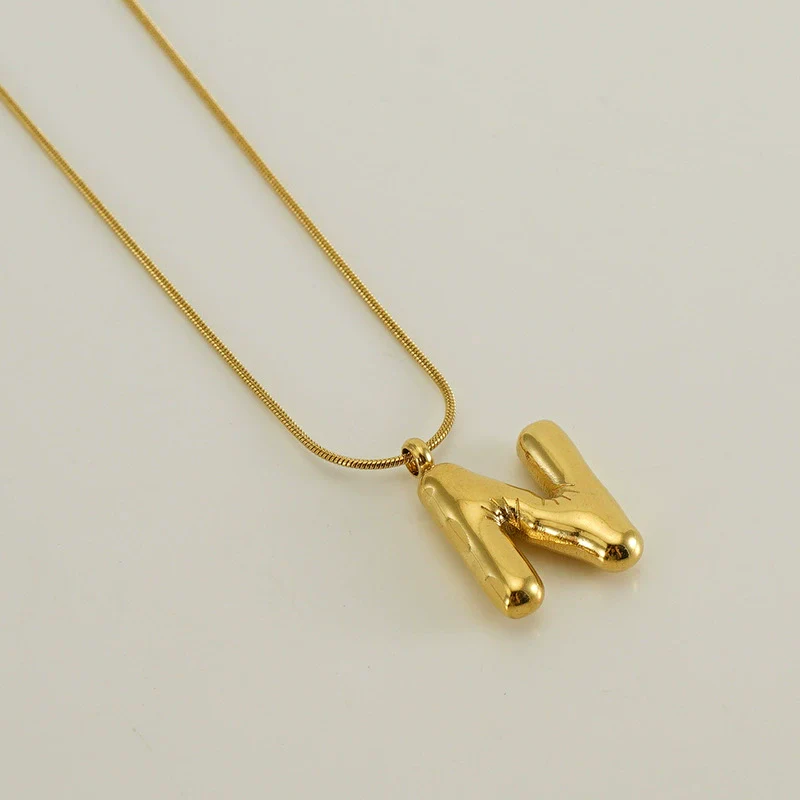 Pendant Necklace Women 316L Stainless Steel 316L Stainless Steel Small Snake Chain With Letter Pattern Electroplated - Image 19