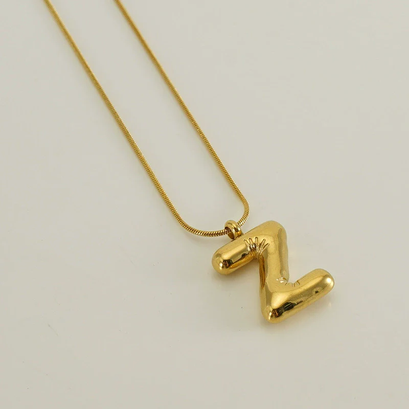 Pendant Necklace Women 316L Stainless Steel 316L Stainless Steel Small Snake Chain With Letter Pattern Electroplated - Image 31