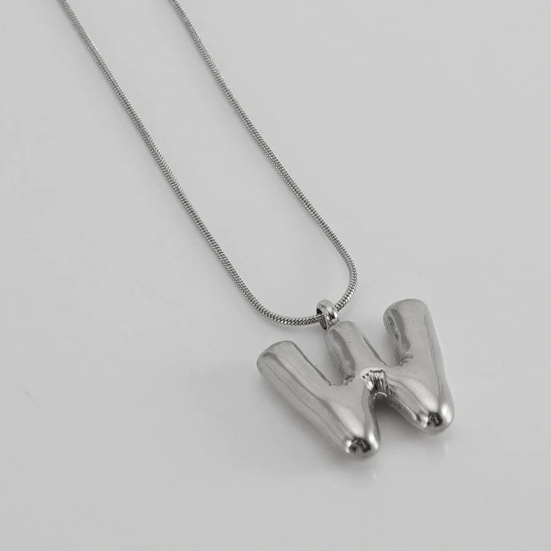 Pendant Necklace Women 316L Stainless Steel 316L Stainless Steel Small Snake Chain With Letter Pattern Electroplated - Image 54