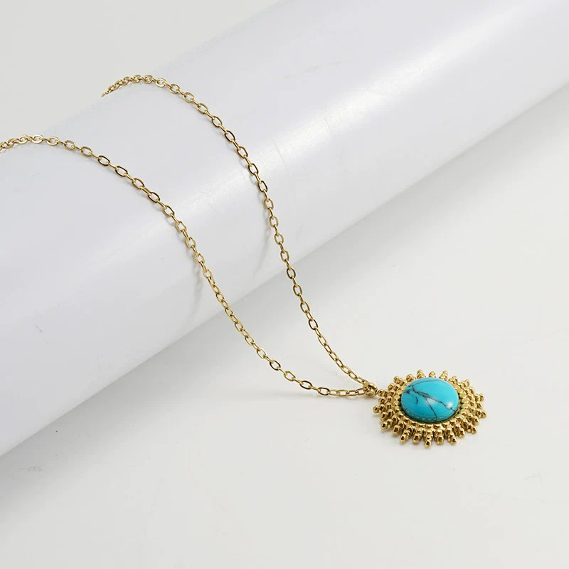 Pendant Necklace Women's 316L Stainless Steel 316L Stainless Steel 18K Gold Plated With Flower Pattern - Image 4