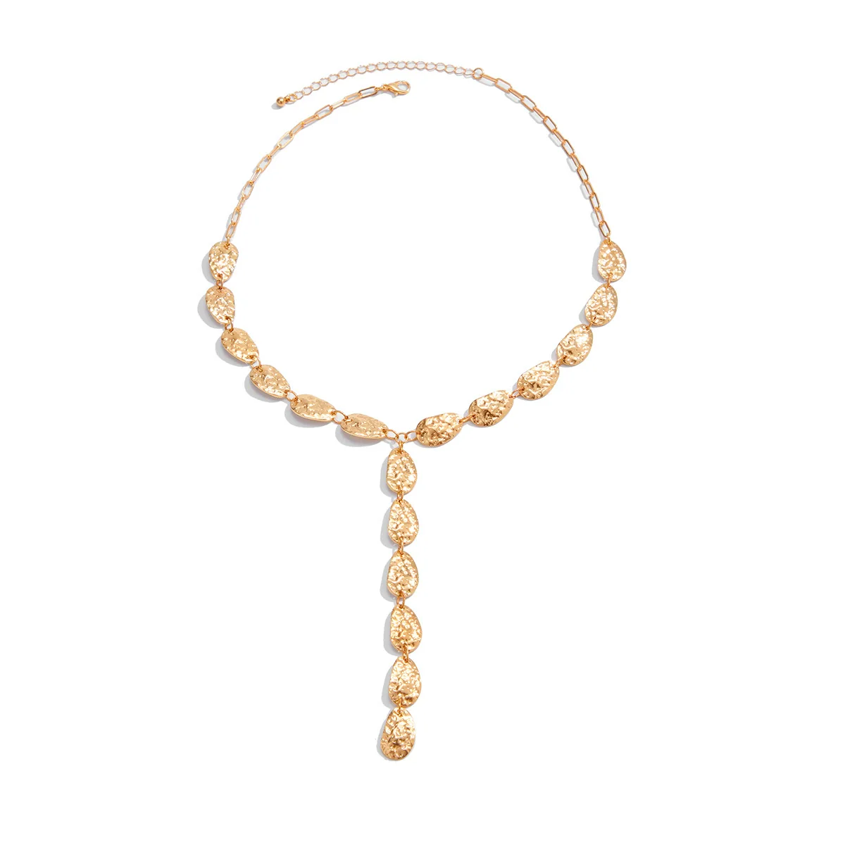 Pendant Tassel Necklace Plastic Resin Drop Shape Hammered Pattern Electroplating Handmade Chain For Women - Image 4