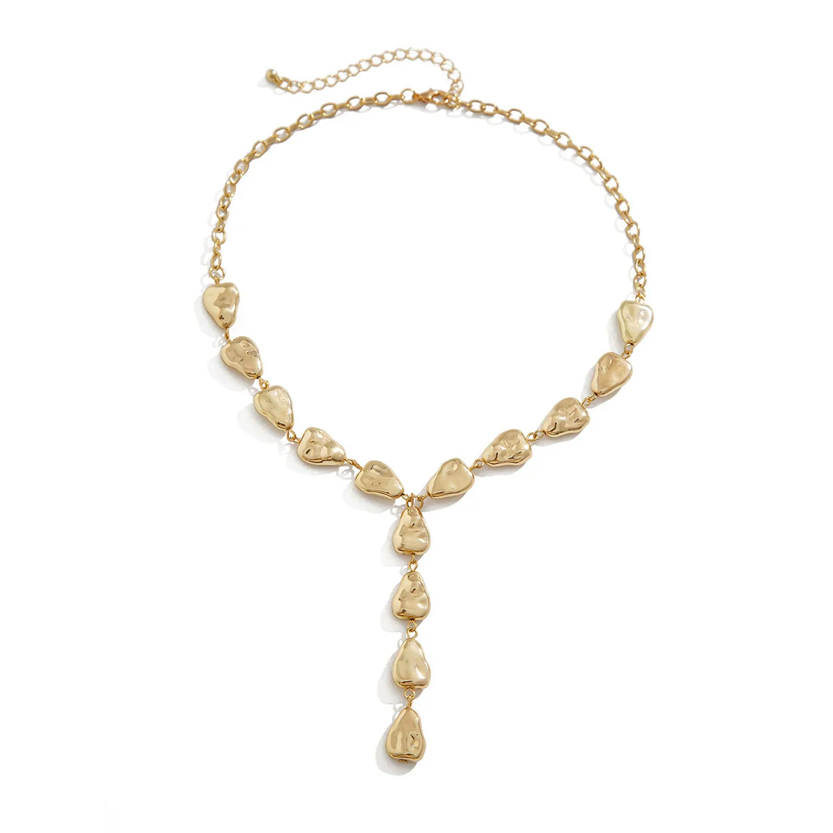 Pendant Tassel Necklace Plastic Resin Drop Shape Hammered Pattern Electroplating Handmade Chain For Women - Image 5